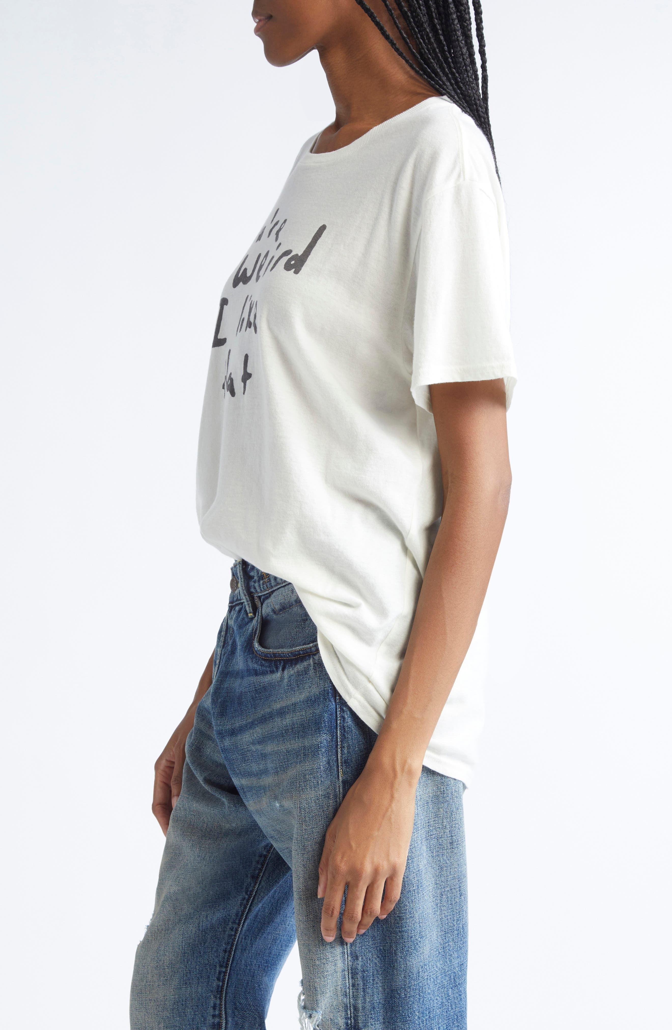 R13 You're Weird Boyfriend Graphic T-Shirt in Ecru White at Nordstrom - 4