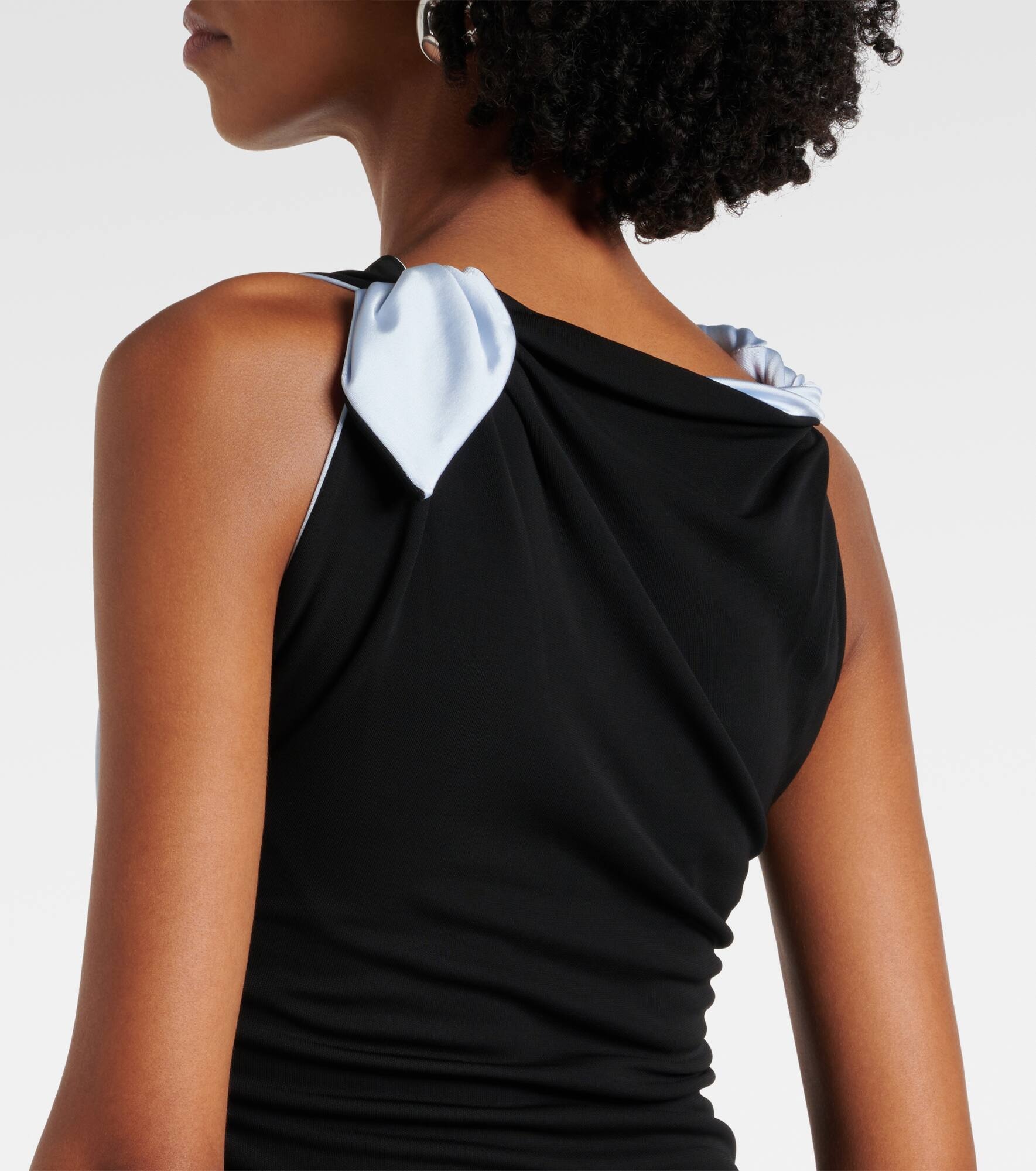 Asymmetric draped jersey midi dress - 5