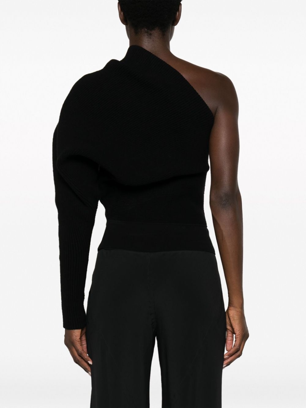 one-shoulder ribbed-knit jumper - 4