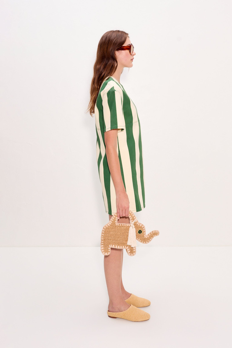 Sahara Short Sleeve Mini Dress In Gummy Green/Ecru 3