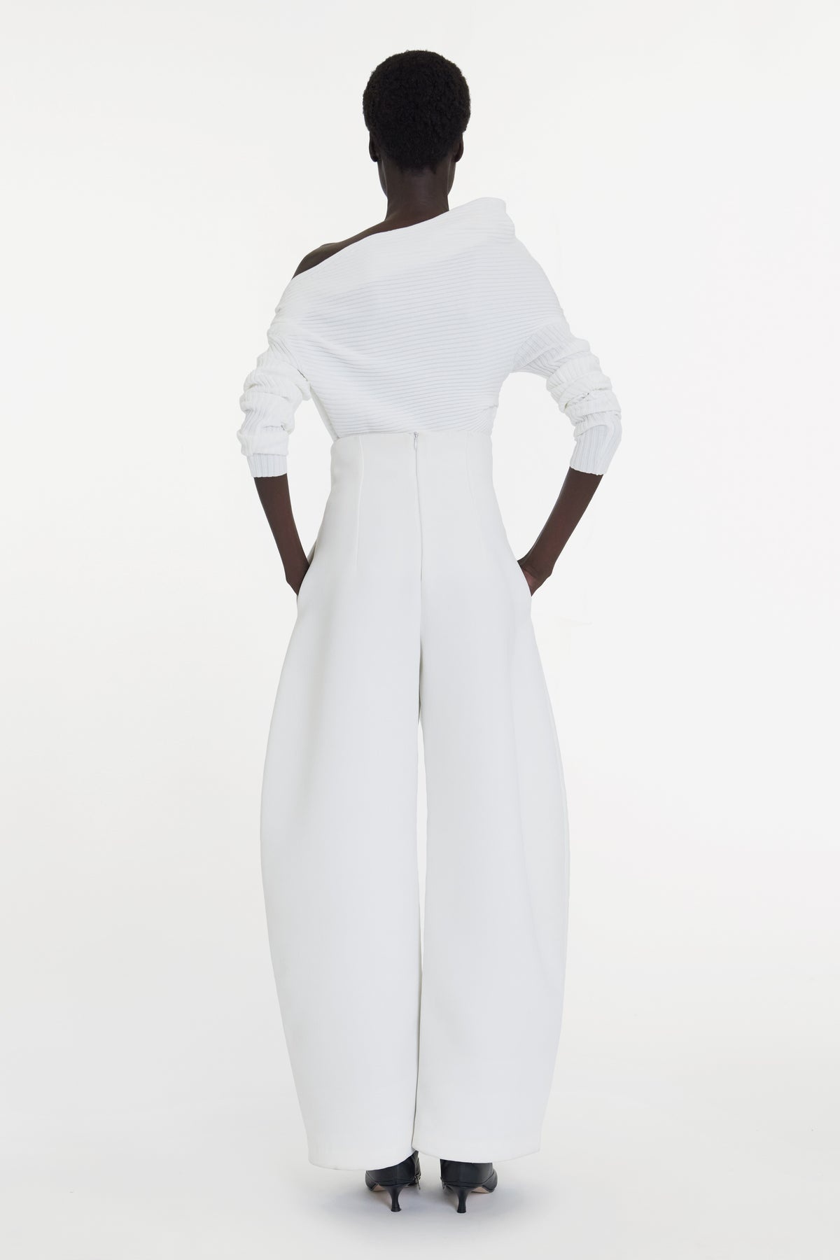 ROUNDED TAILORED TROUSERS WHITE - 4