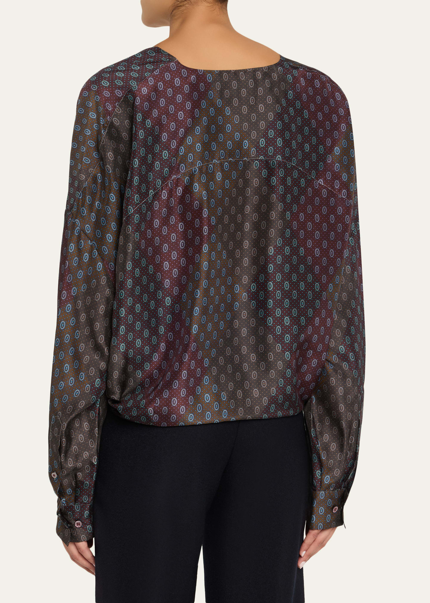 Camiel Printed Long-Sleeve Wrap Top - 3