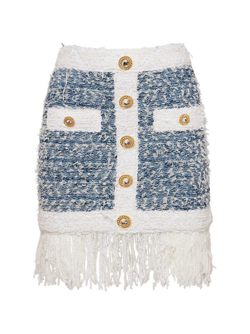 Viscose blend tweed mini skirt - 1