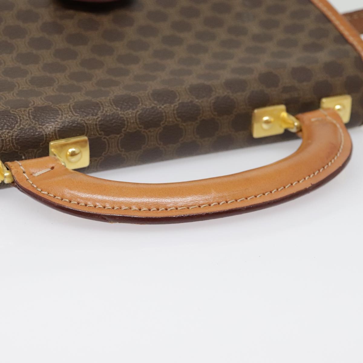 CELINE Macadam Canvas Shoulder Bag Pvc Leather Brown Gold - 7