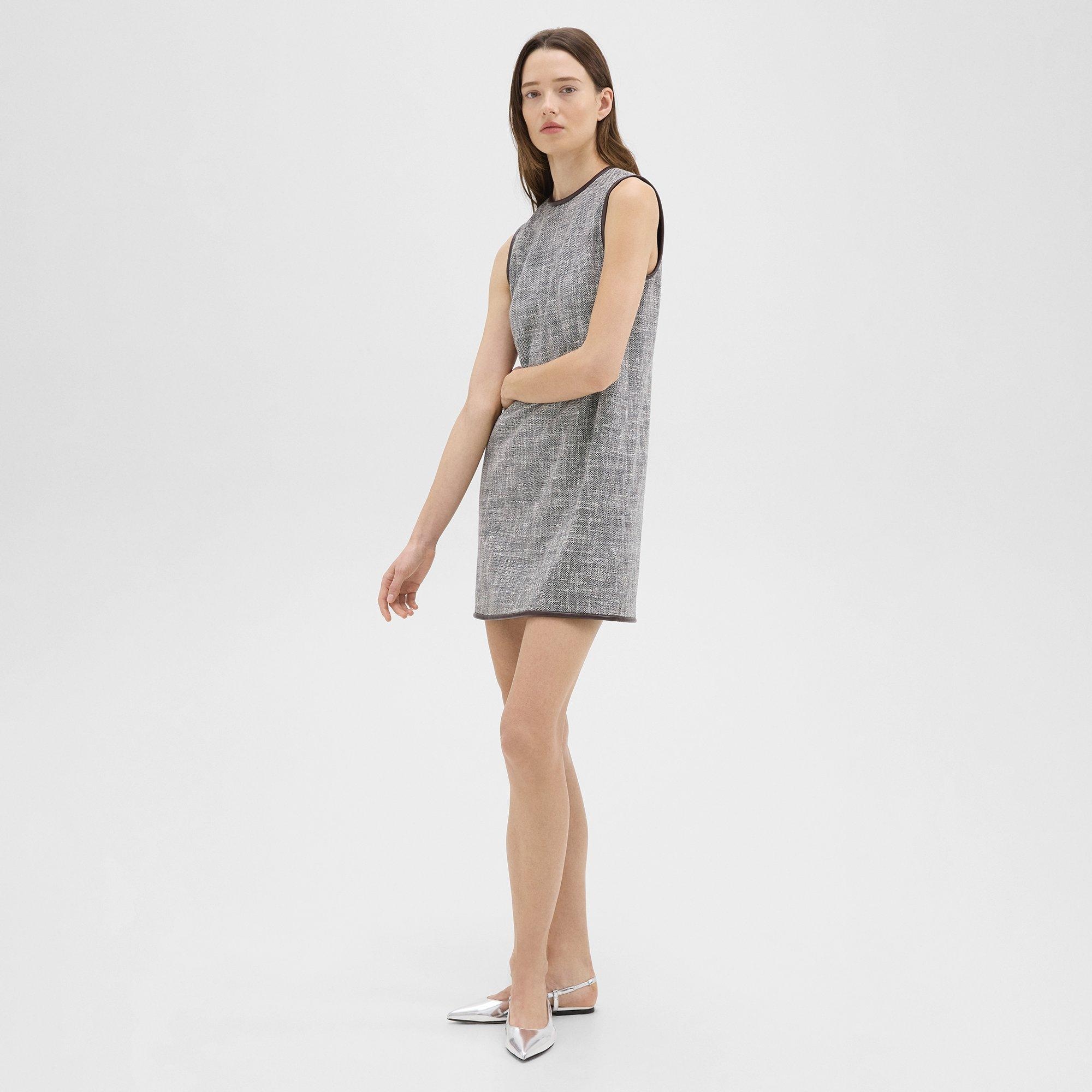Relaxed Sleeveless Dress in Canvas Tweed - 3
