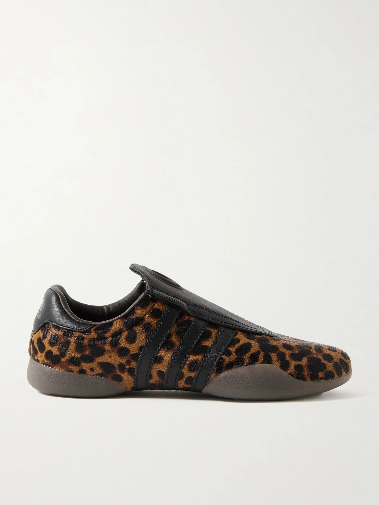 Taekwondo Mei Leather-trimmed Leopard-print Pony Hair Sneakers - 1