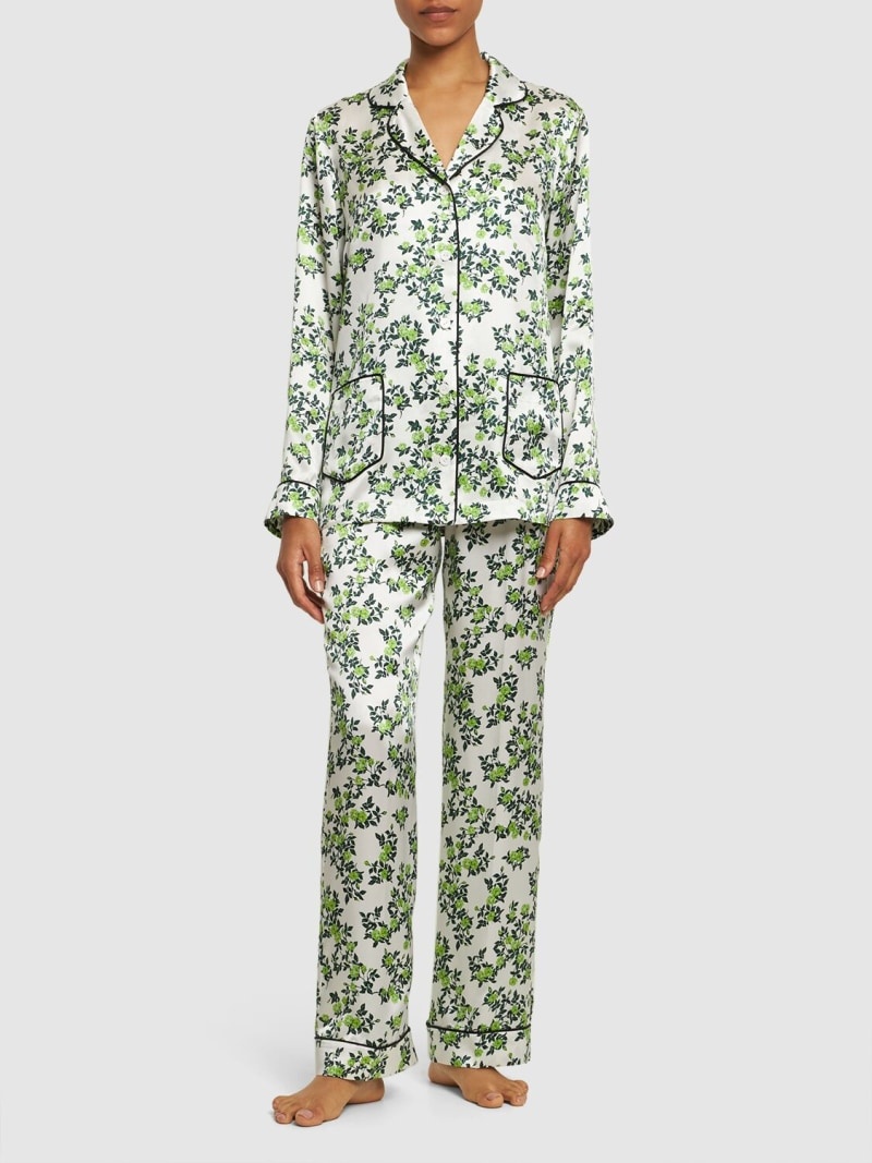 Trina printed silk satin pajama shirt - 2