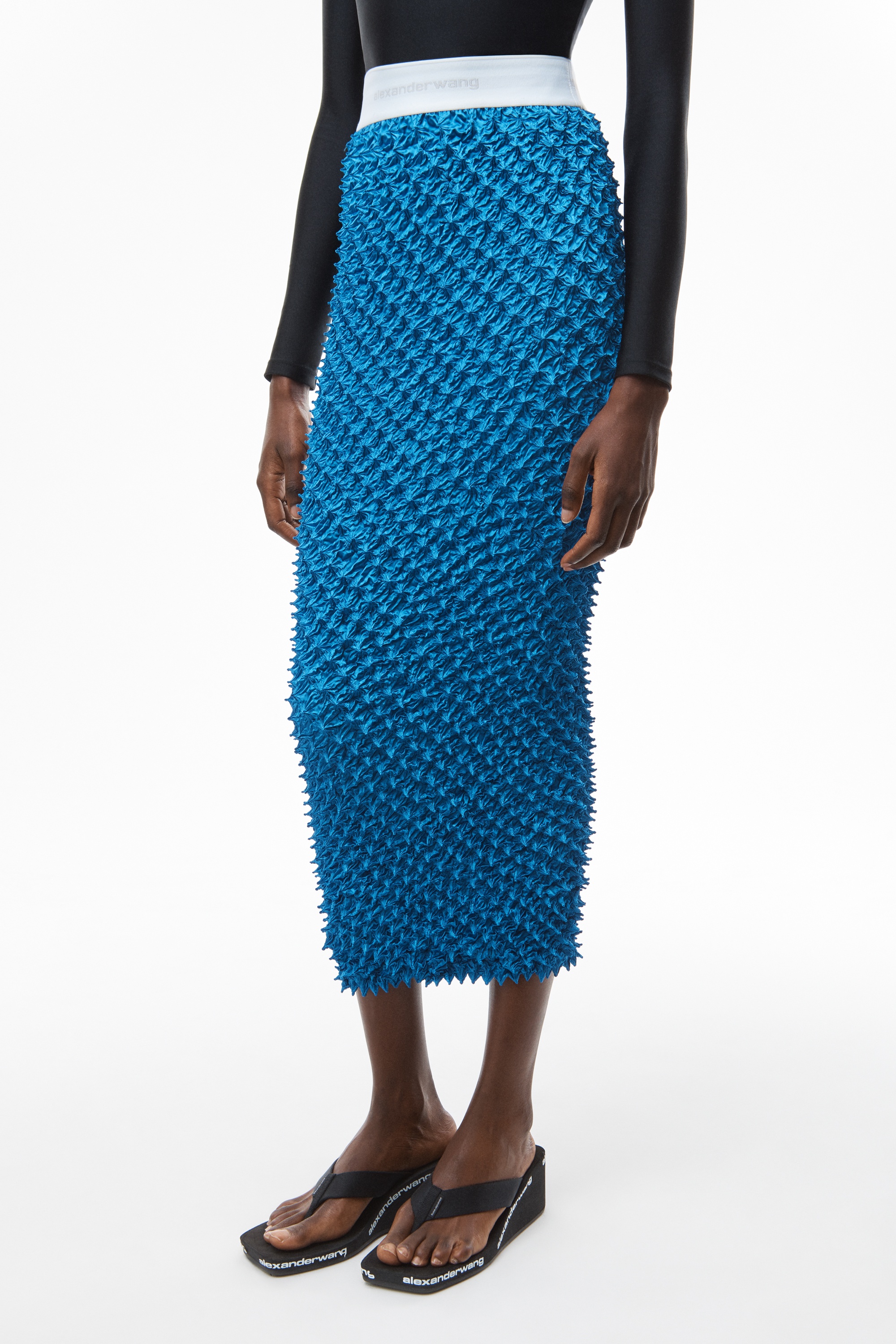 FITTED MIDI SKIRT IN SHIBORI SATIN - 6