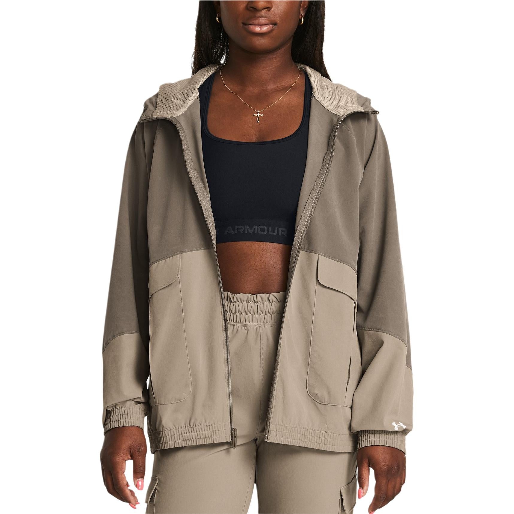 (WMNS) Under Armour ArmourSport Cargo Oversized Jacket 'Brown' 1382699-200 - 3