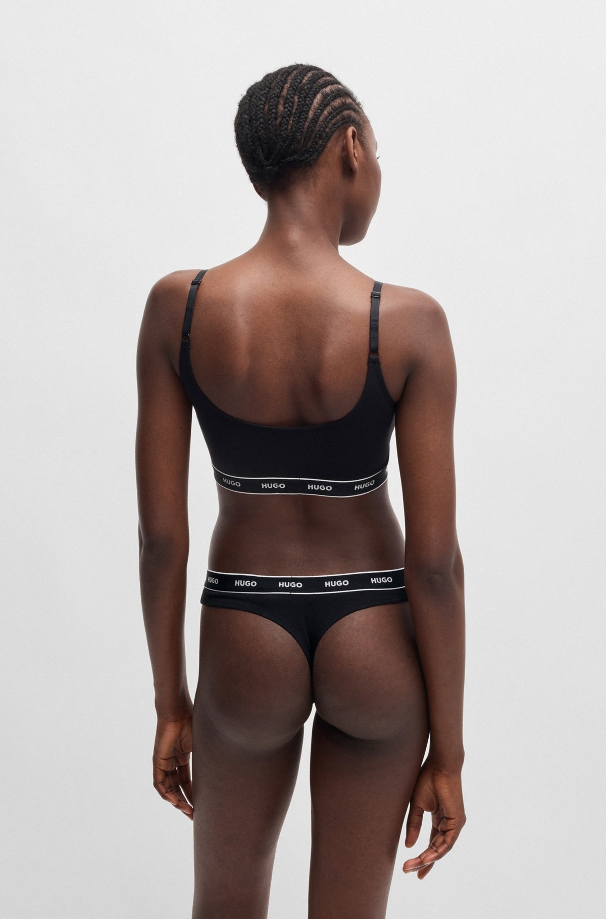 THREE-PACK OF STRETCH-COTTON THONG BRIEFS WITH LOGOS - 3