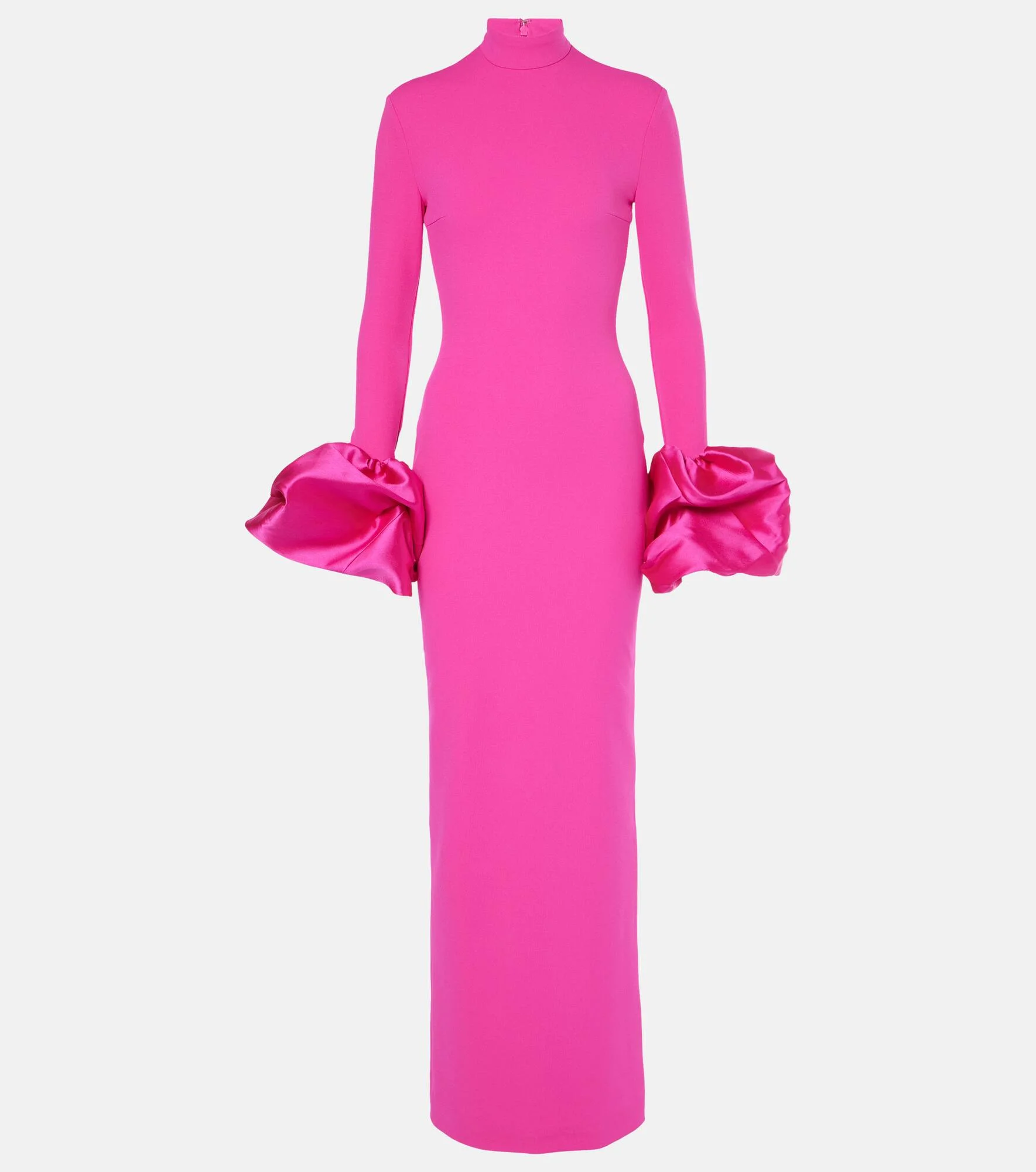 Viviana satin-trimmed crêpe gown - 1