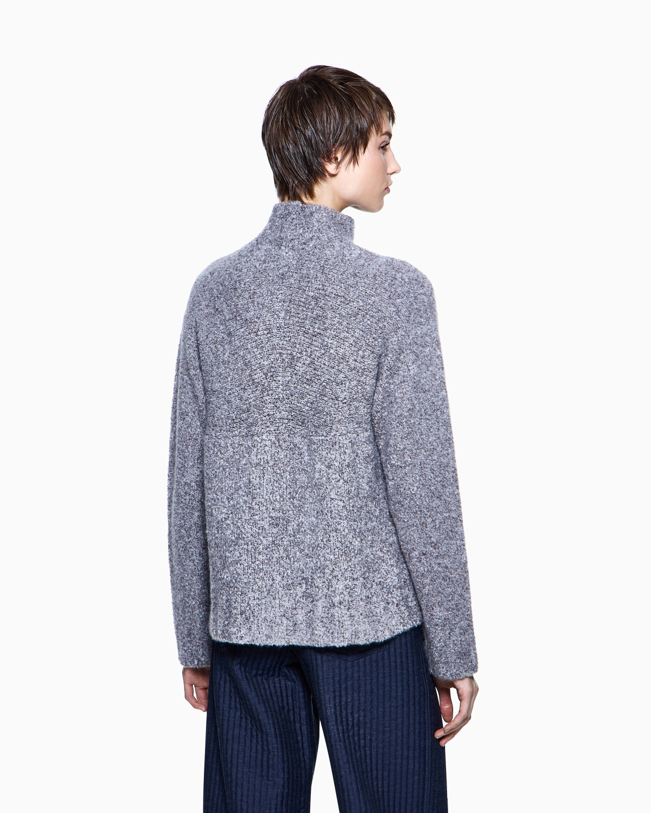 MOCK-NECK JUMPER IN BOUCLÉ CASHMERE, AND SILK - 3