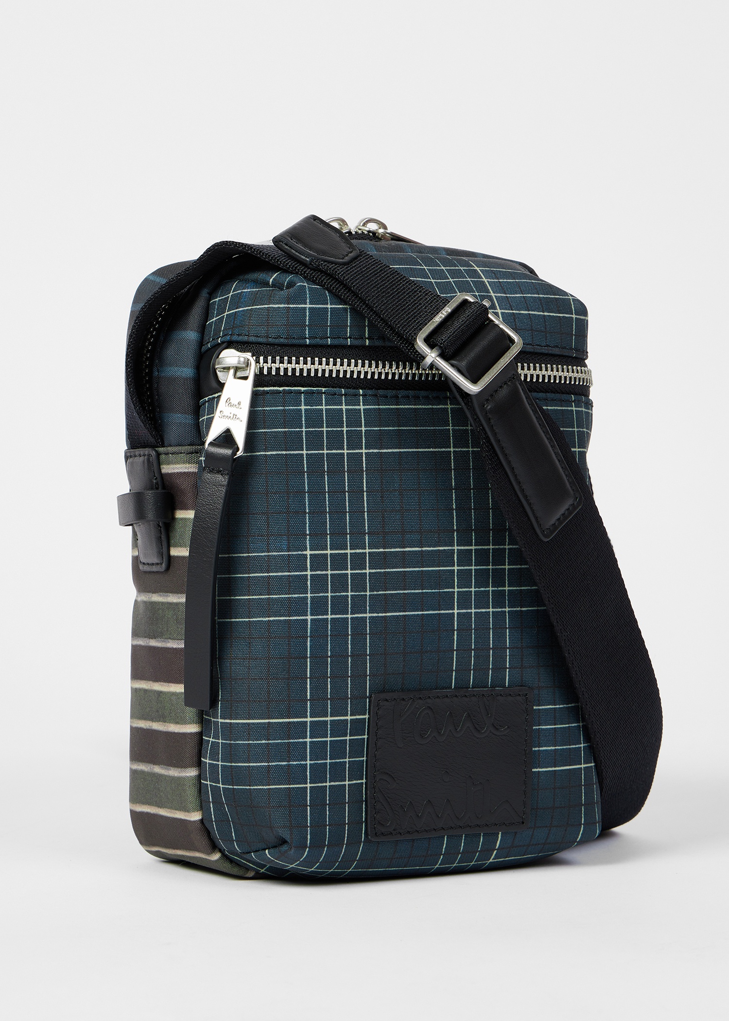 Multicolour Mixed Check and Stripe Compact Cross-Body Bag - 2