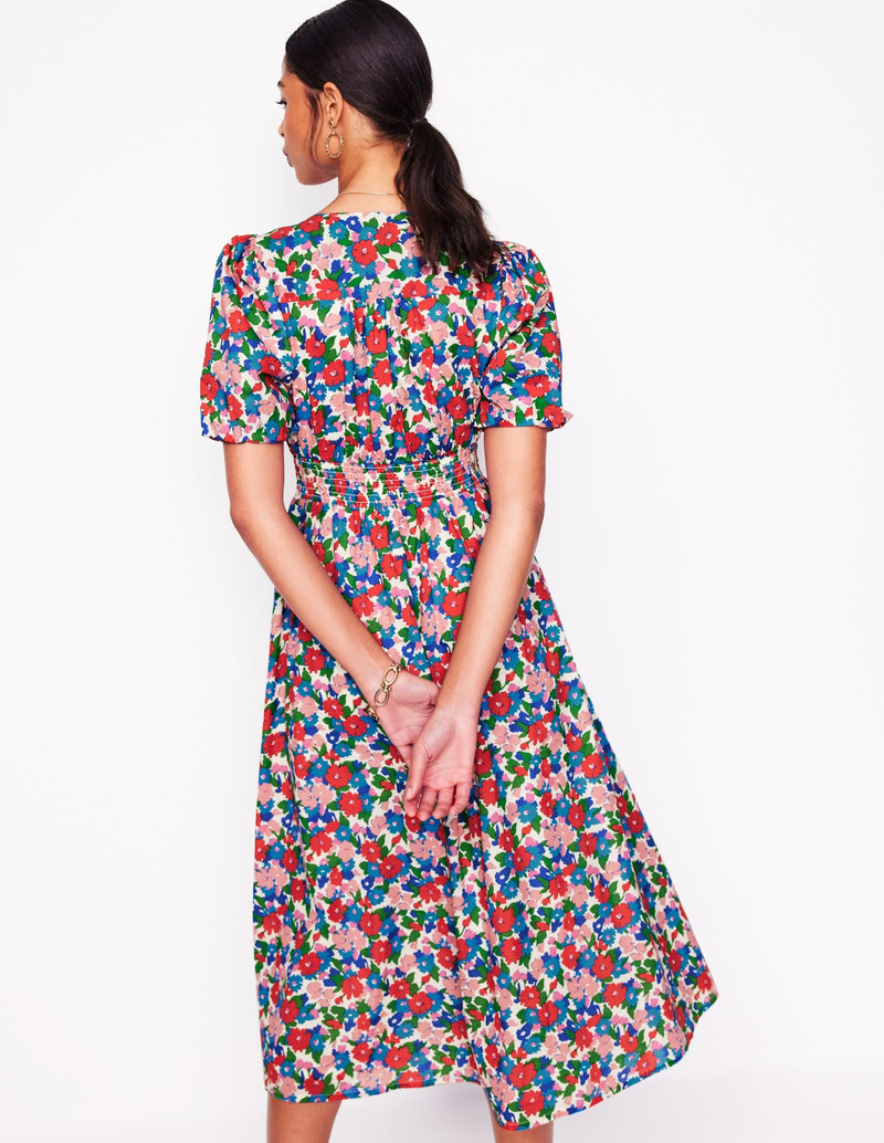 Lillian Cotton Midi Dress-Multi, Painterly Meadow 4