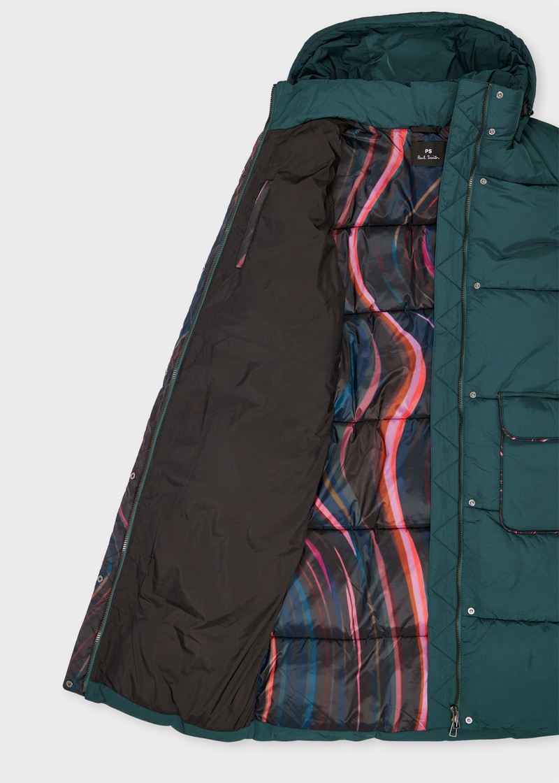 Paul Smith Women's Peacock Blue Recycled-Nylon Wadded Coat outlook