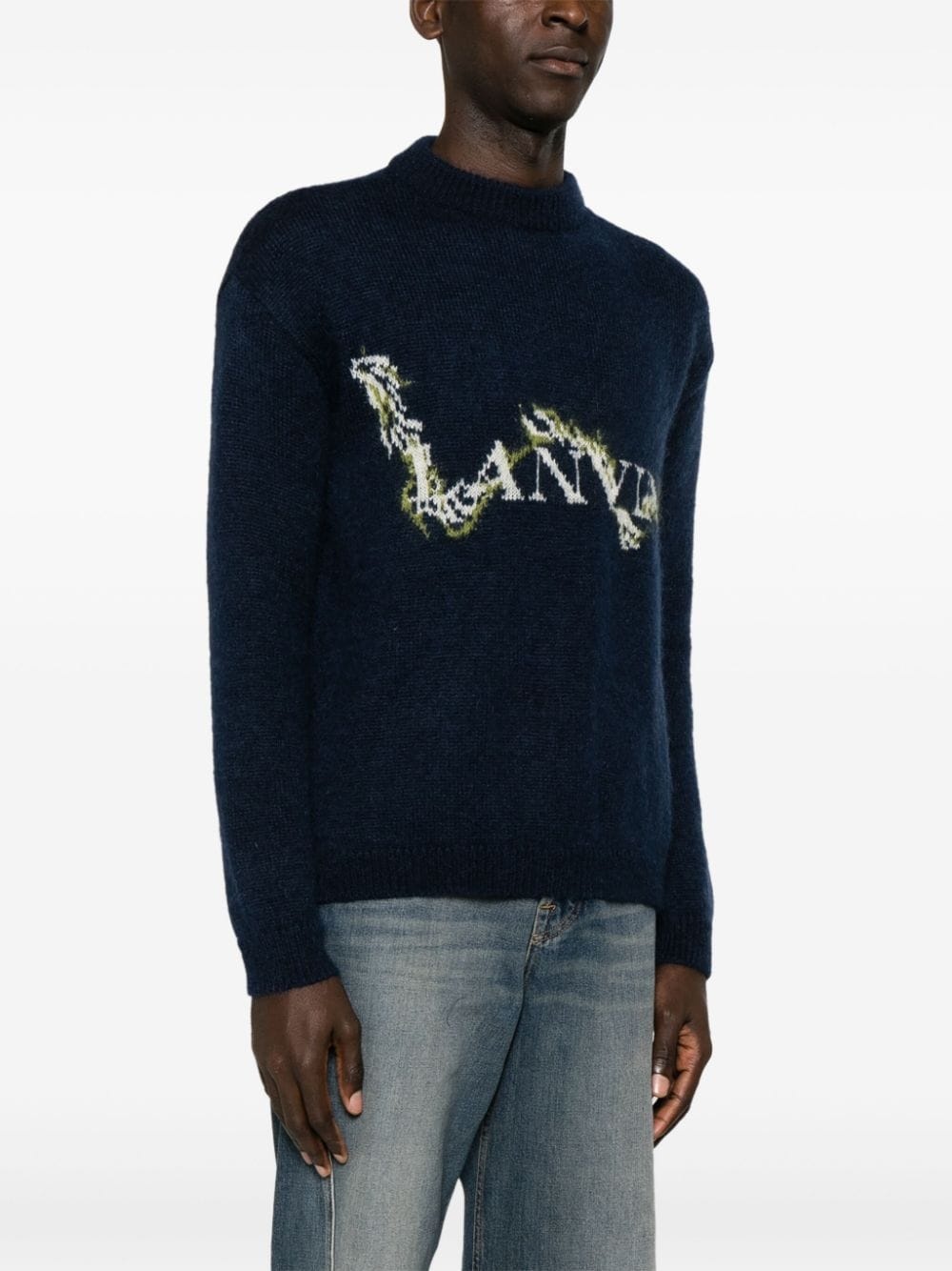 mock-neck logo-jacquard jumper - 3