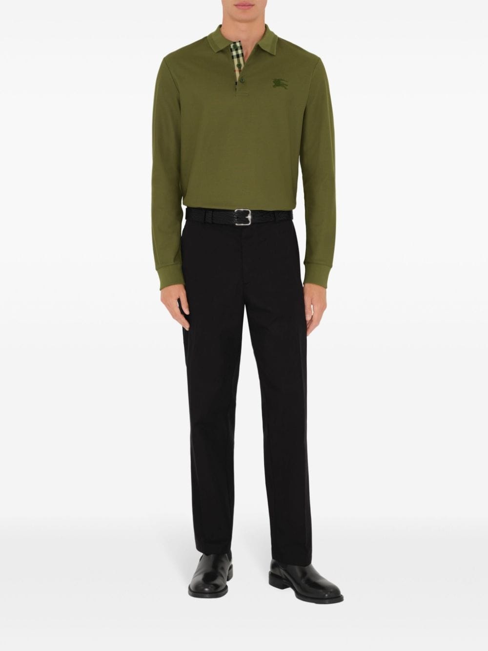 long-sleeve cotton polo shirt - 2