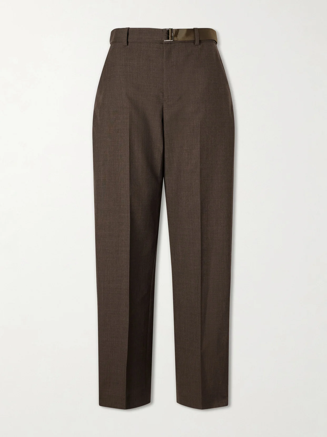 Pleated Belted Twill Wide-leg Pants - 1