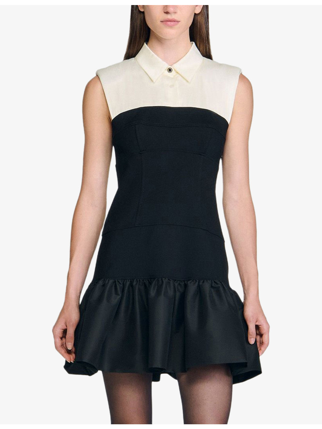 Ruffle-Hem Two-Tone Woven Mini Dress - 3