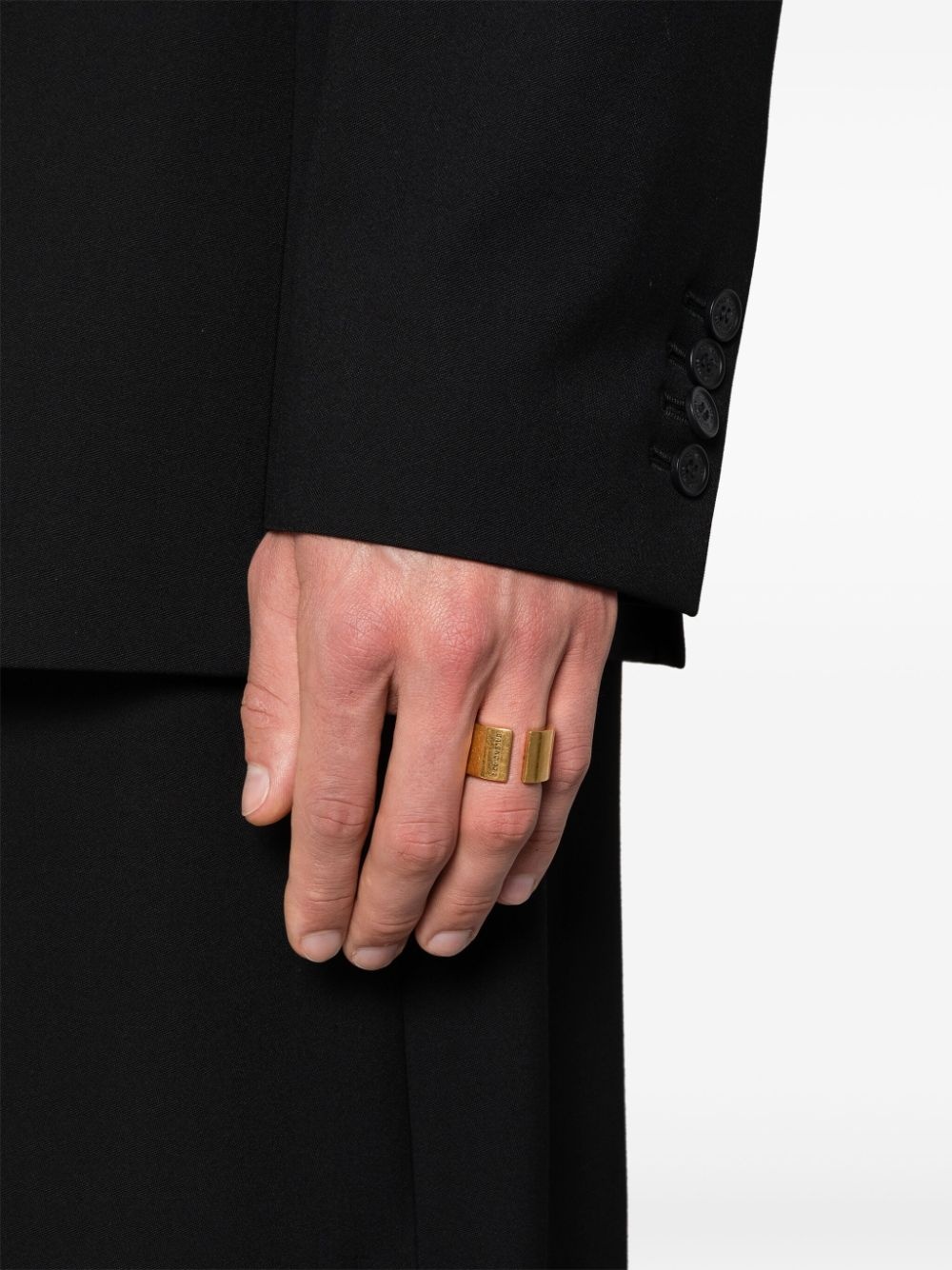logo-engraved chunky-band ring - 2