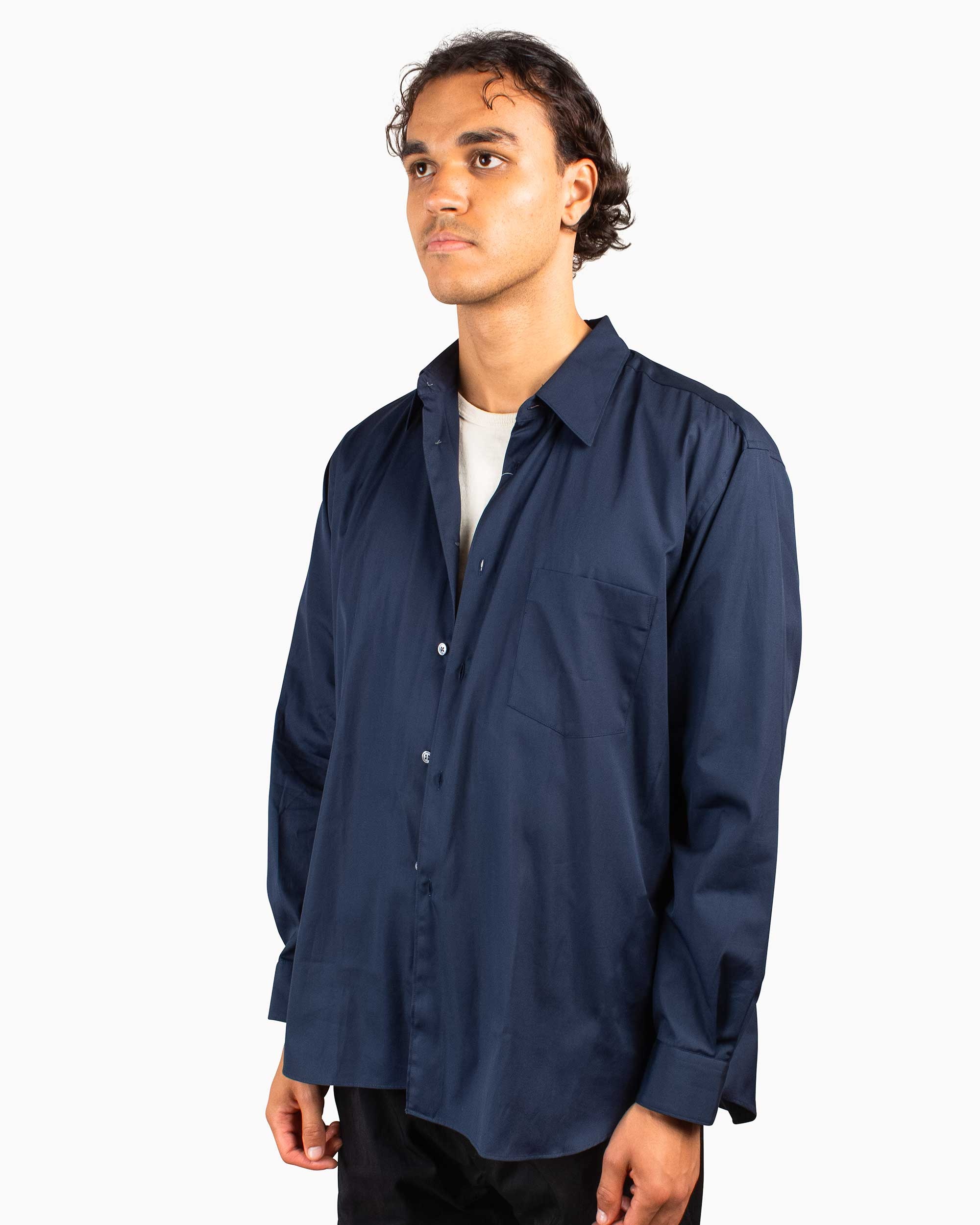 Wide Classic Big Collar Shirt Navy - 4