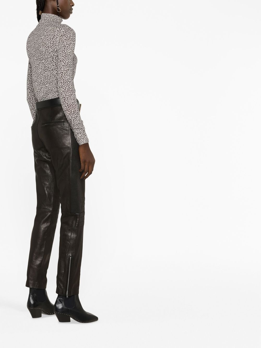 leopard turtleneck jumper - 3
