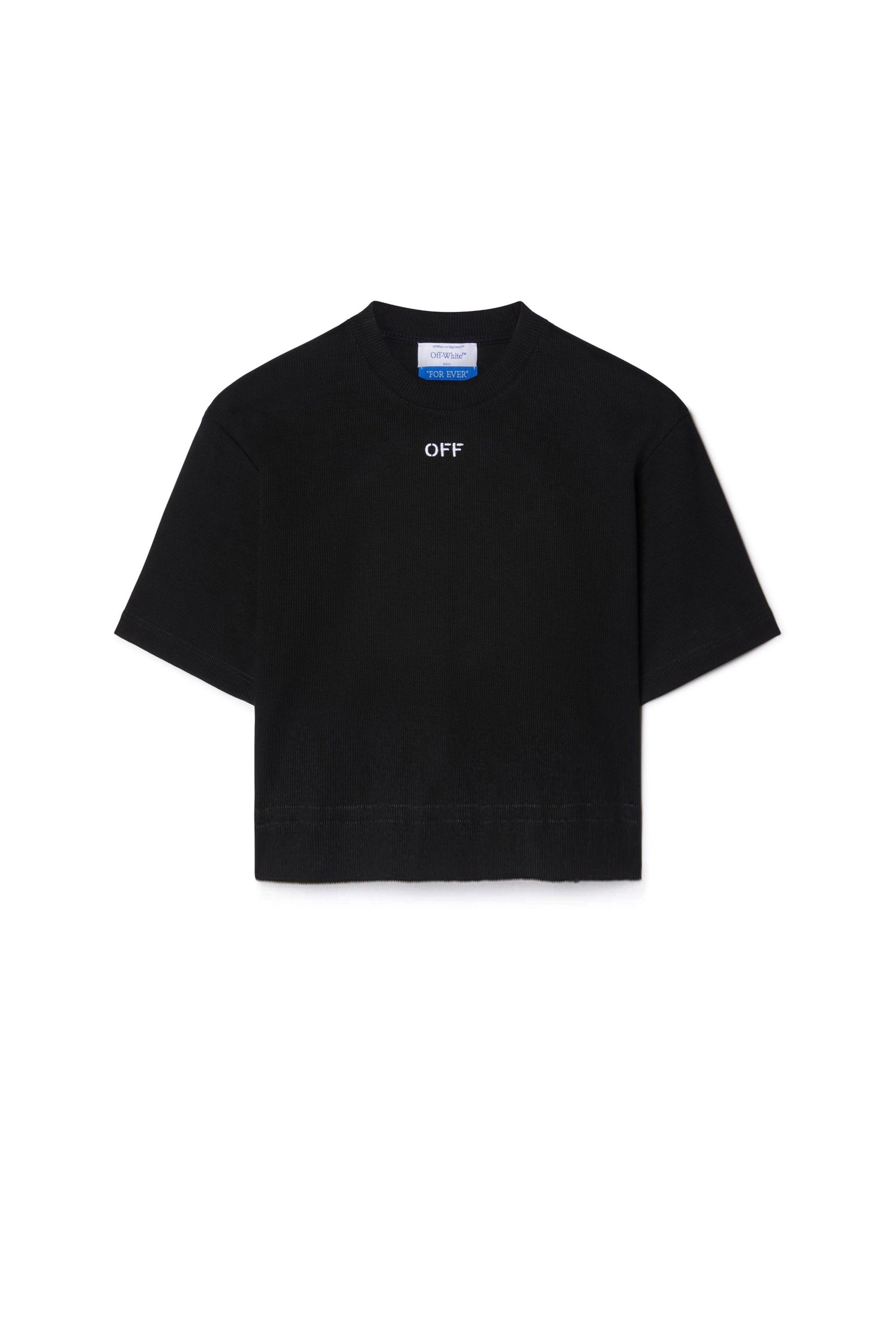 OFF STAMP RIB CROPPED TEE / BLK WHT - 1