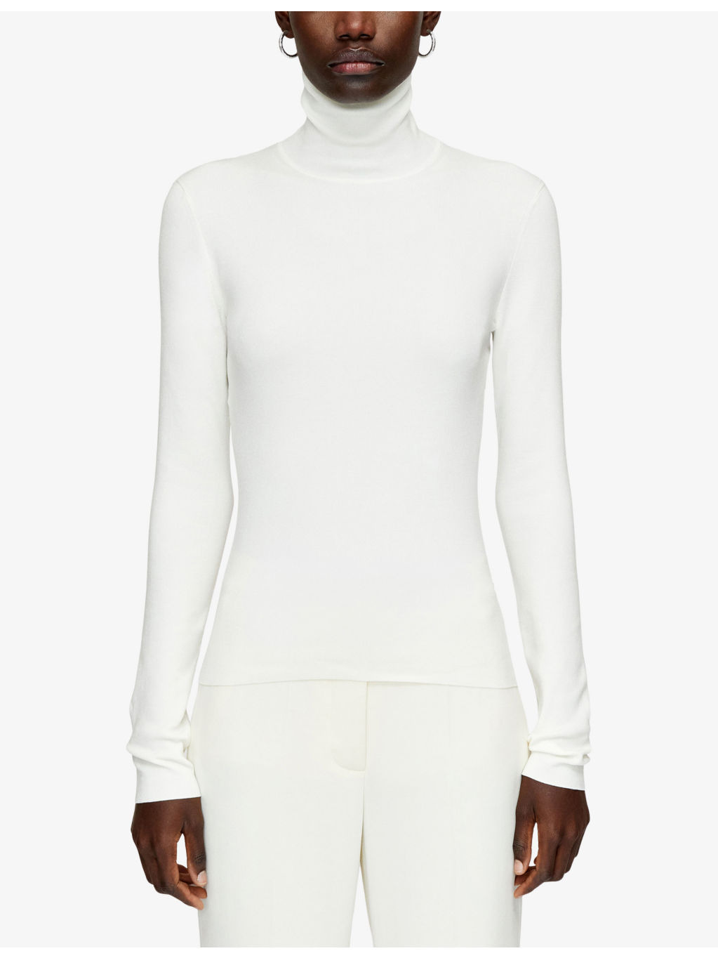 High-Neck Long-Sleeved Silk-Blend Top - 3