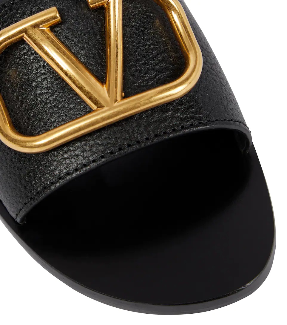 VLogo leather slides - 6