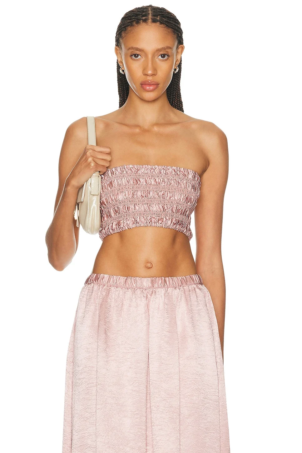 Textured Satin Smock Top - 1
