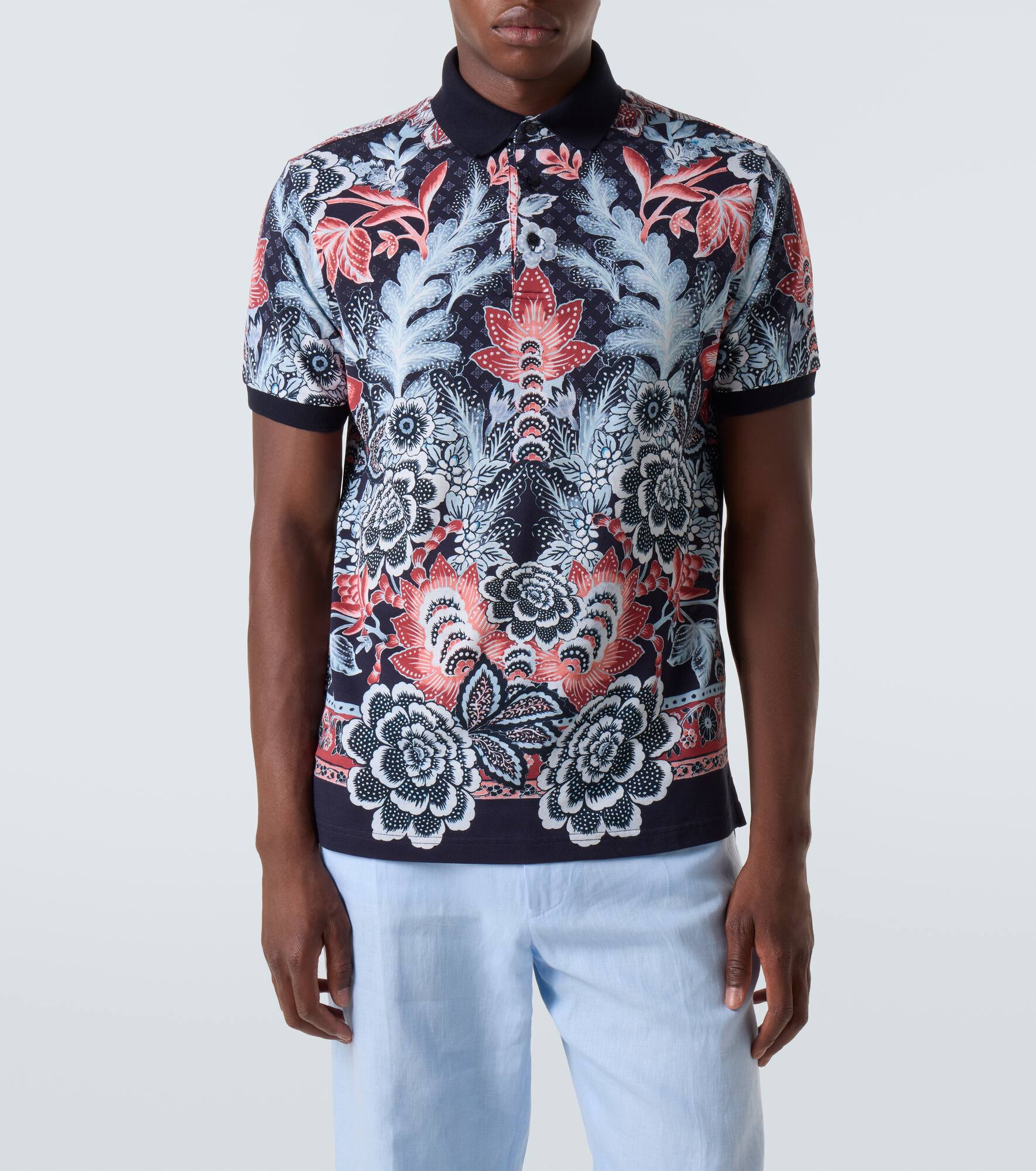 Paisley cotton piqué polo shirt - 3