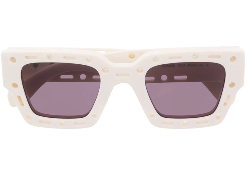 Off-White OFF-WHITE Mercer Cut-Out Square Frame Sunglasses White/Red (OERI026S22PLA0010107) outlook