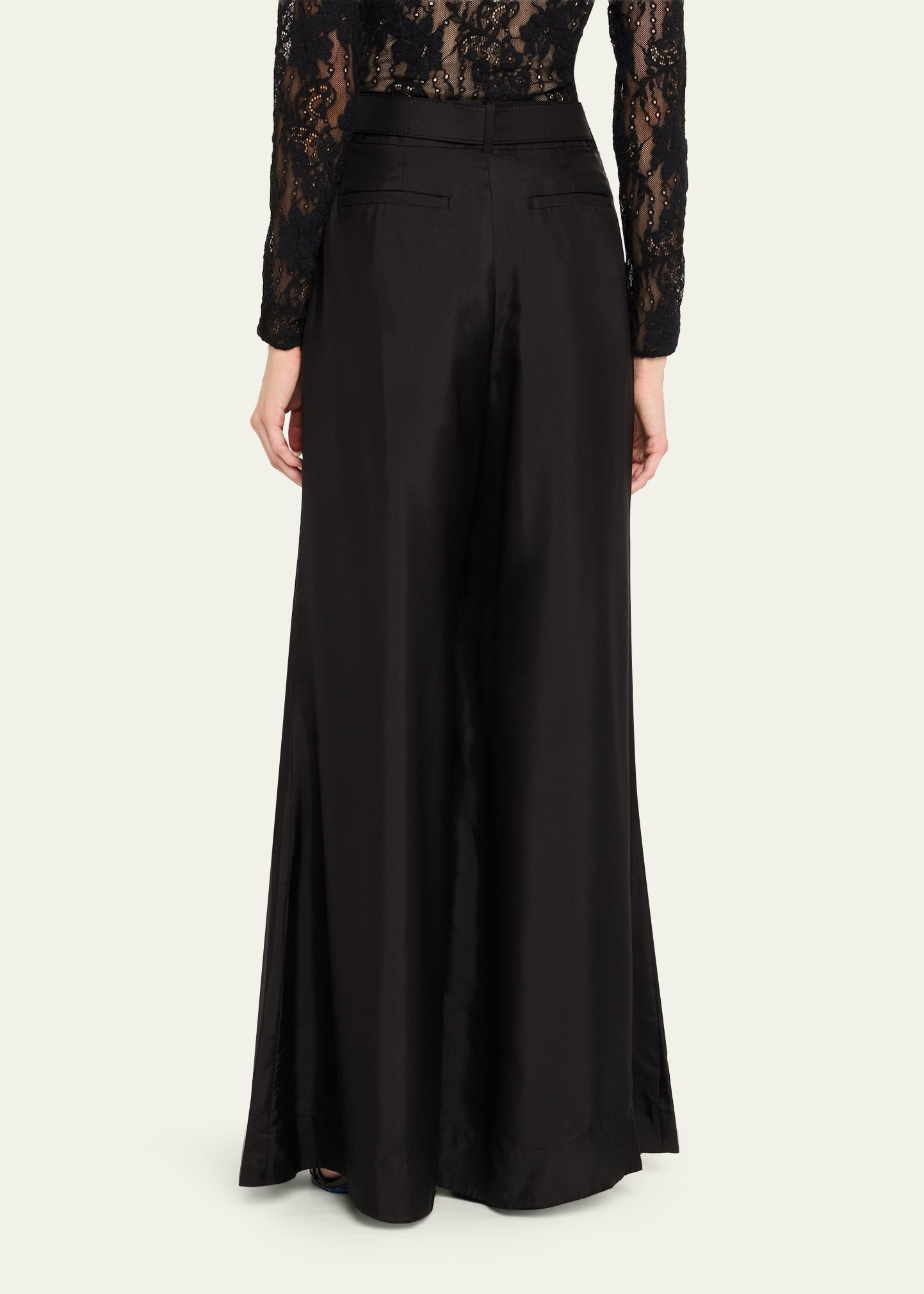 Belted Wide-Leg Silk Pants - 3
