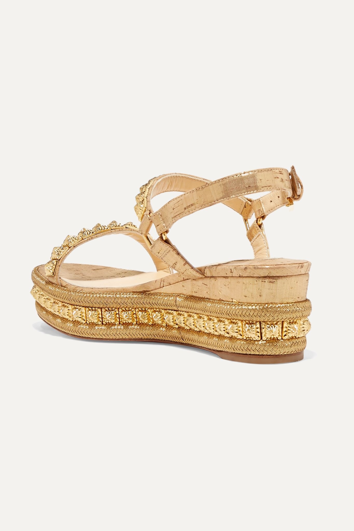 Pyradiams 60 spiked lamé wedge sandals - 4