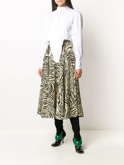 Christopher Kane zebra-print pleated midi-skirt outlook