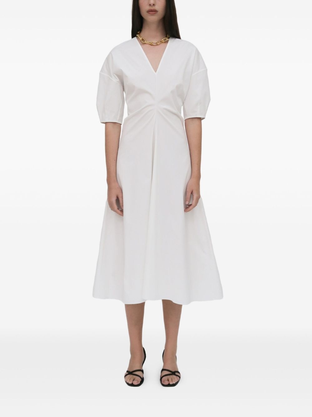 puff-sleeved midi dress - 3