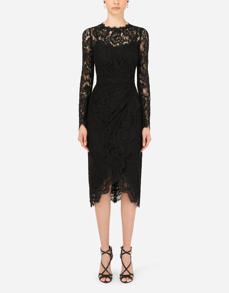 Galloon lace calf-length wrap dress 2