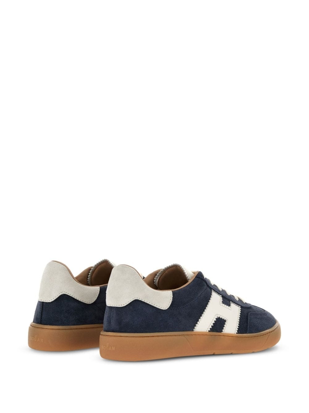 logo-patch leather sneakers - 3