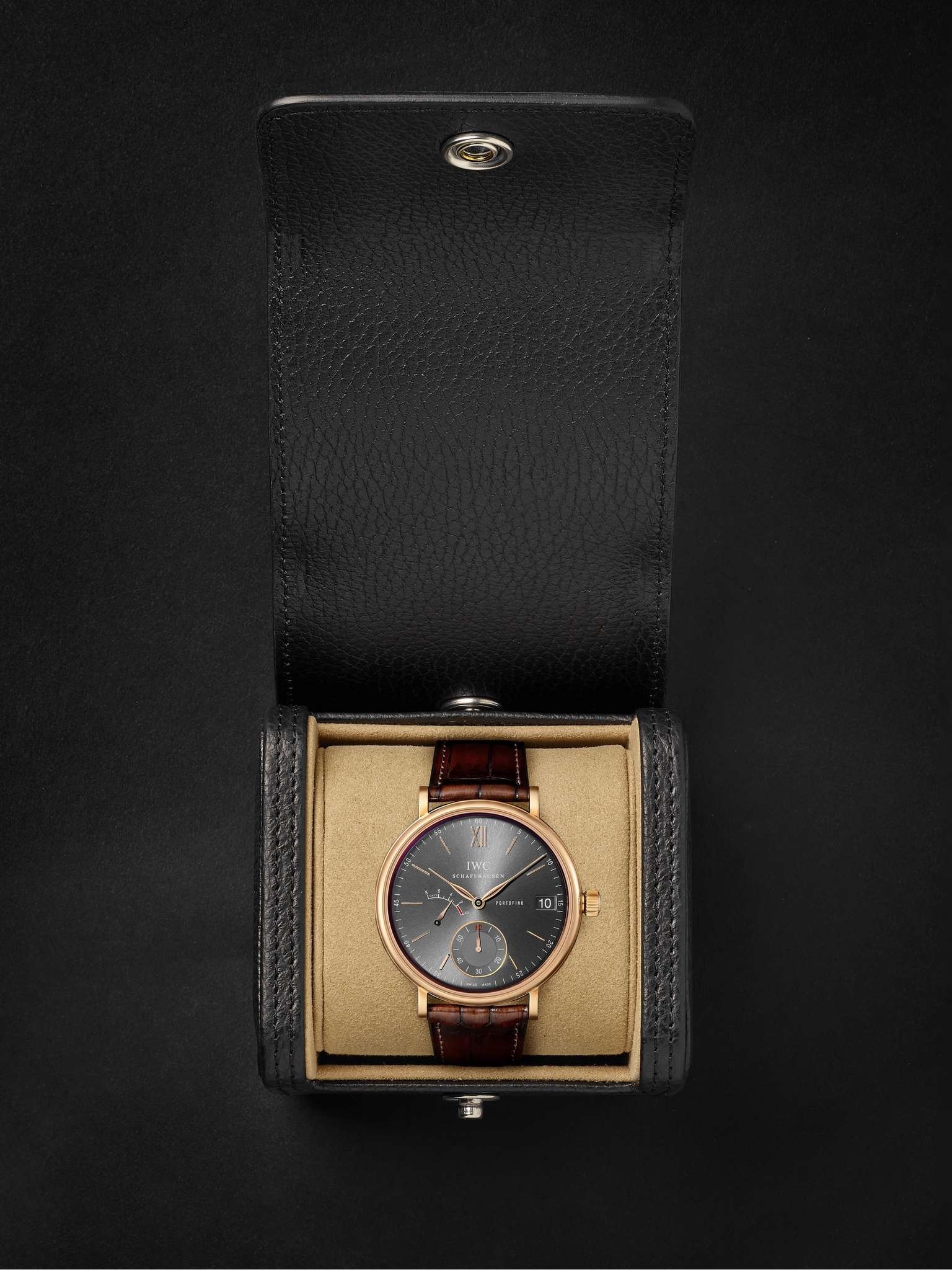 Portofino Hand-Wound Eight Days 45mm 18-Karat Rose Gold and Alligator Watch, Ref. No. IWIW510104 - 9