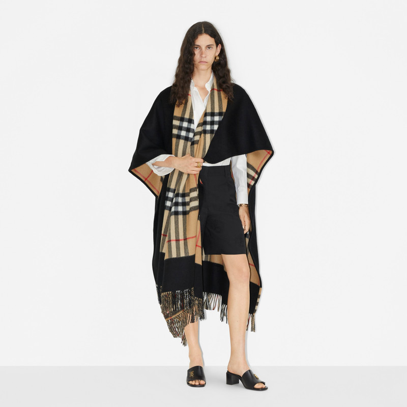 Check Wool Cashmere Cape 5