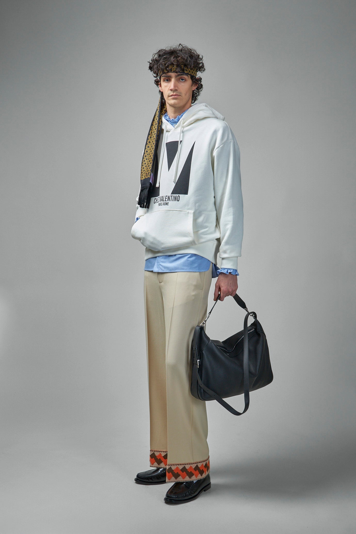 Cotton Hooded Sweatshirt with Chez Valentino Print - 2