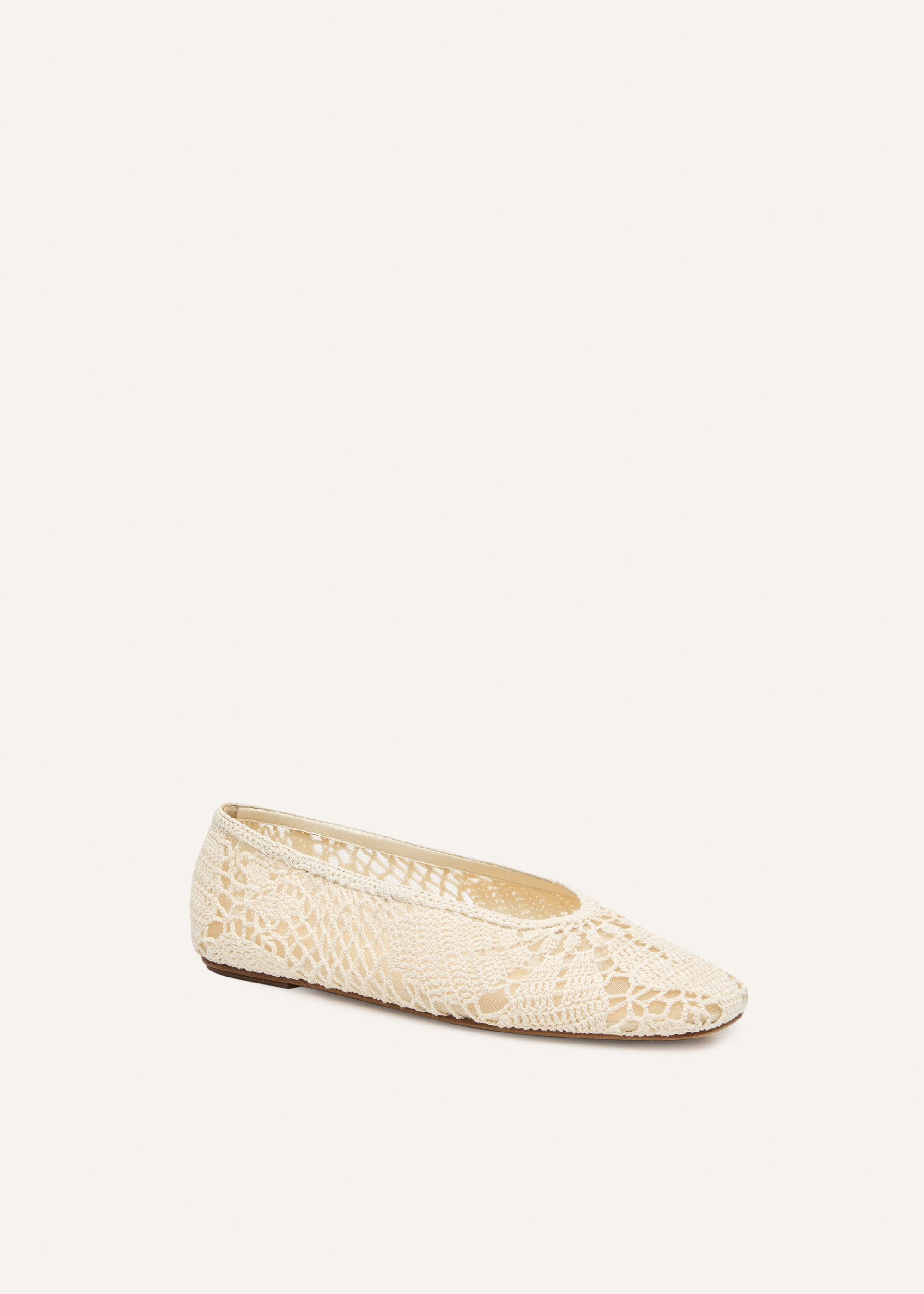 Crochet ballet flats in cream - 2
