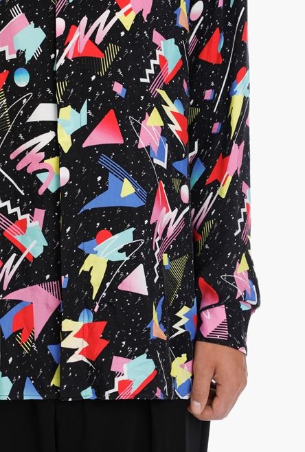 Oversized cuprammonium rayon shirt with multicolor print - 8