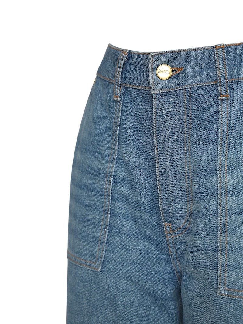 High rise cotton denim cargo jeans - 2