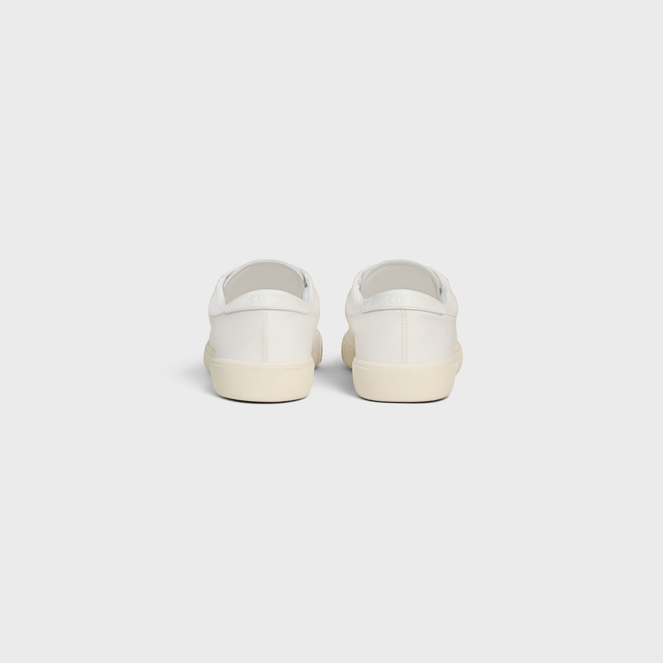 CELINE LOU LOW LACE-UP SNEAKER WITH EMBROIDERED TRIOMPHE IN CANVAS AND CALFSKIN - 3