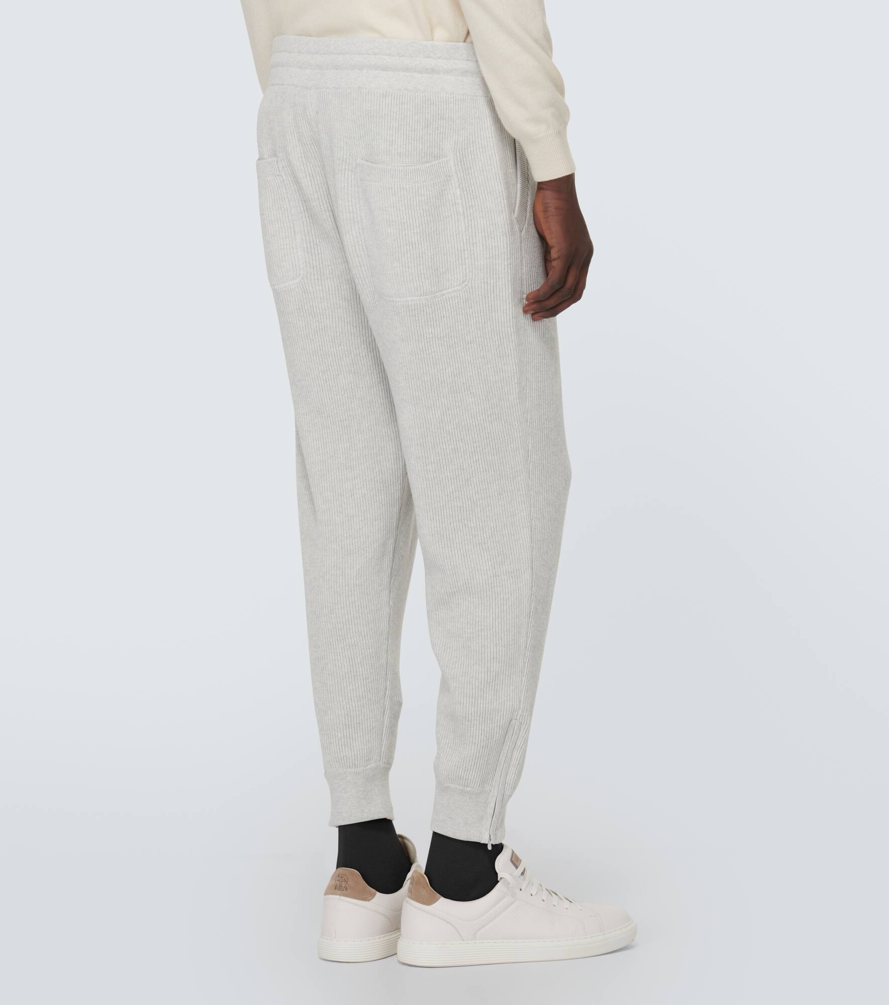 Ribbed-knit cotton sweatpants - 4