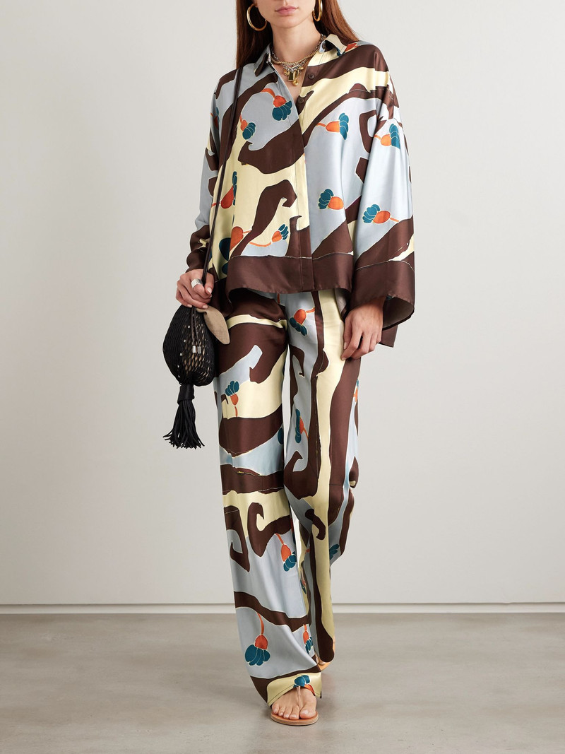 FAITHFULL Karys printed satin shirt Chocolate outlook