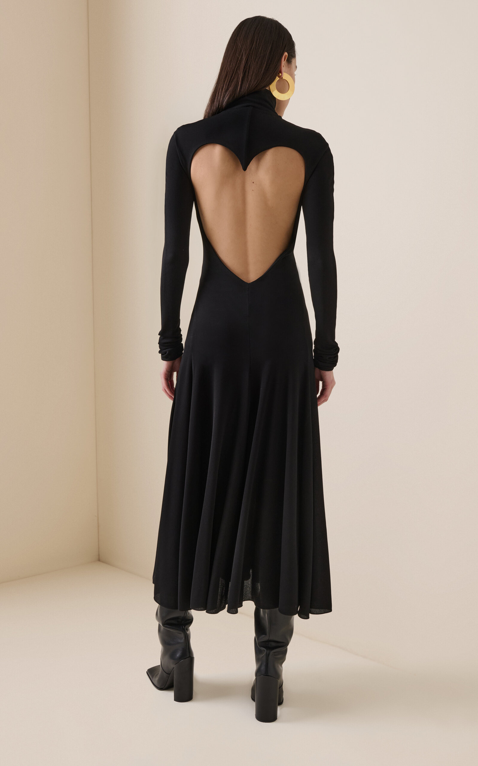 Heart Cut-Out Jersey Midi Dress black - 3