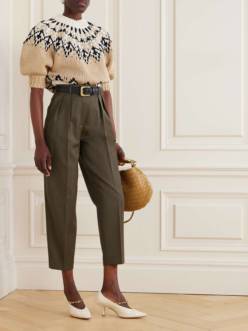 Altuzarra Emmett pleated wool tapered pants Brown outlook