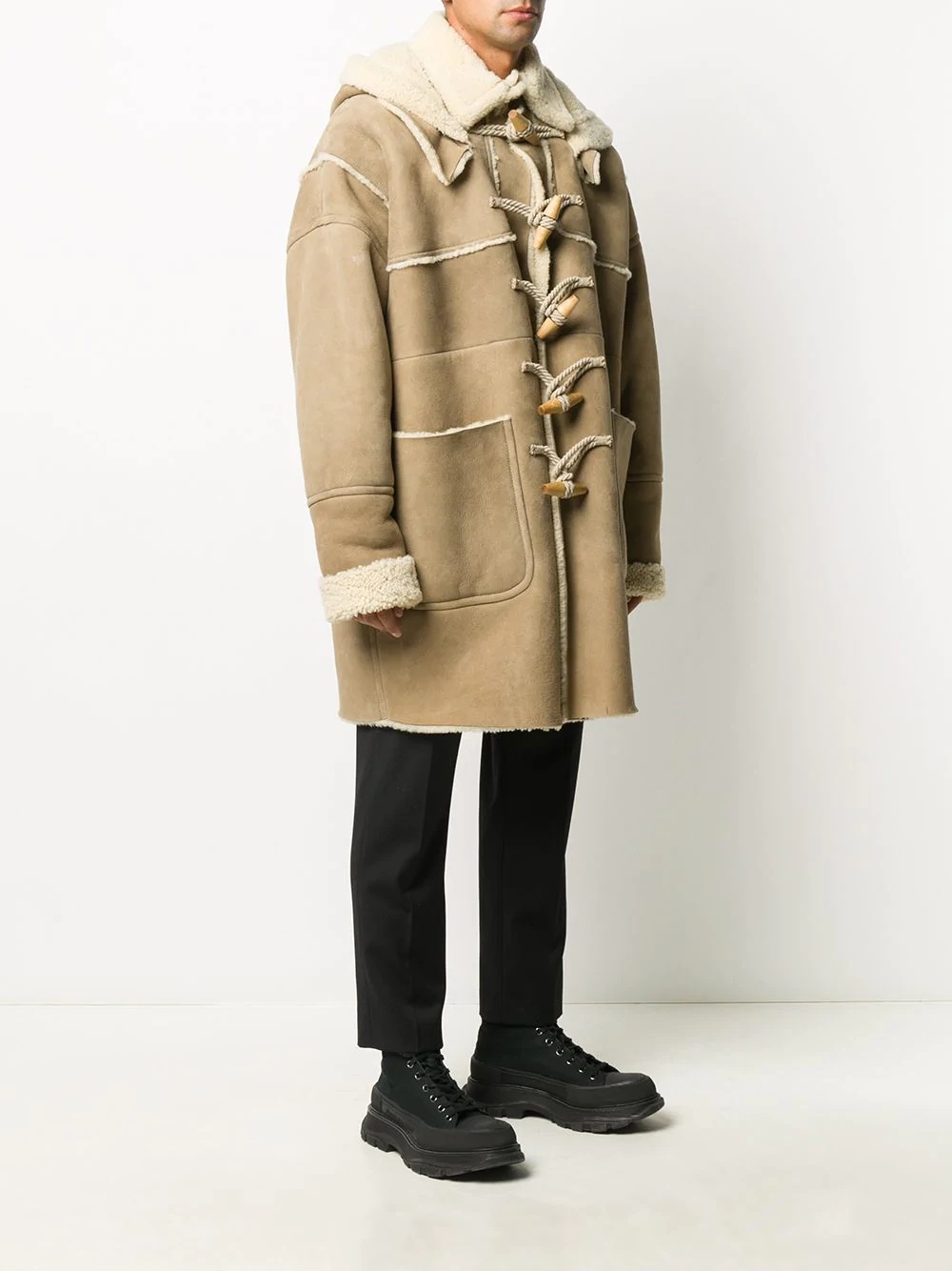 shearling-lined duffle coat - 3